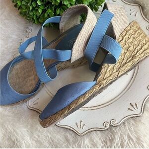 Lauren Ralph Lauren silk chatung espadrilles wedge sandals size 10